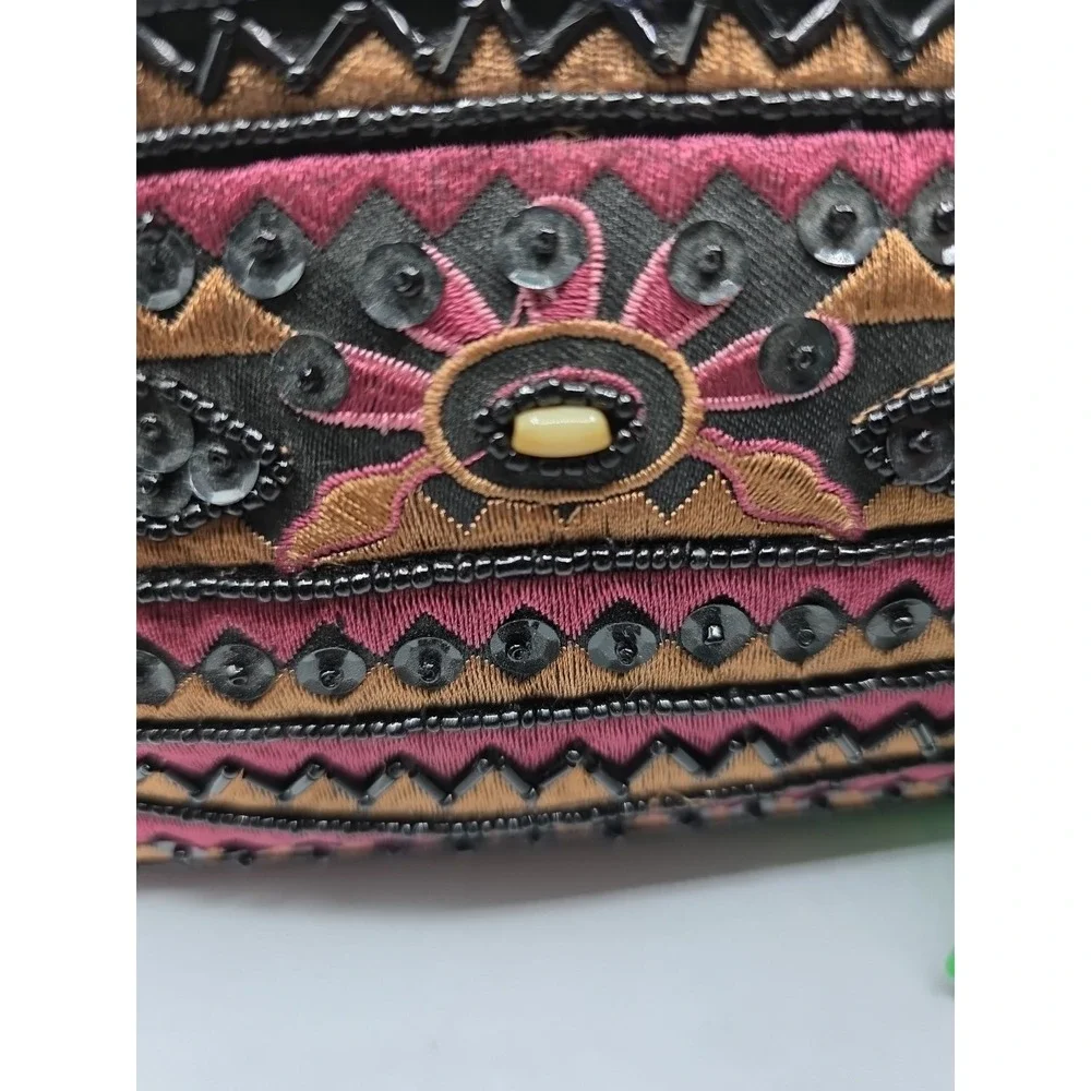 Beaded Evening Bag Silver Handle Clutch Purse Vintage Style Crossbody Strap 7